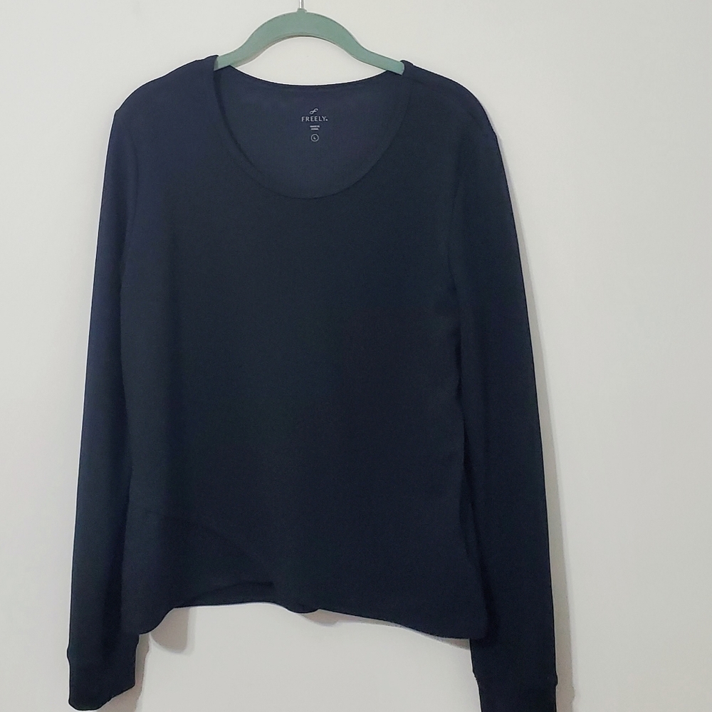 Freely Long Sleeve Tulip Hem Top Black Womens Large